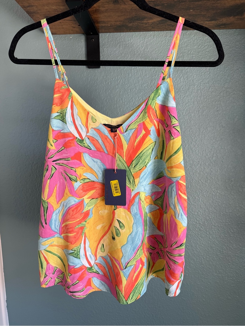 NWT Skies Are Blue Tropical Print Cami Tank Top Resort Vacation Beach XS - Picture 3 of 5